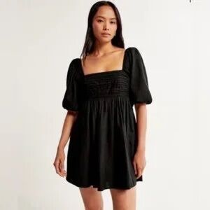Abercrombie & Fitch Emerson Black Puff Sleeve Mini Dress